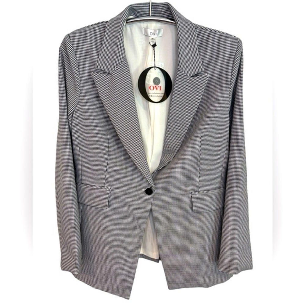 NWT OVI Black White Plaid Blazer, Size M